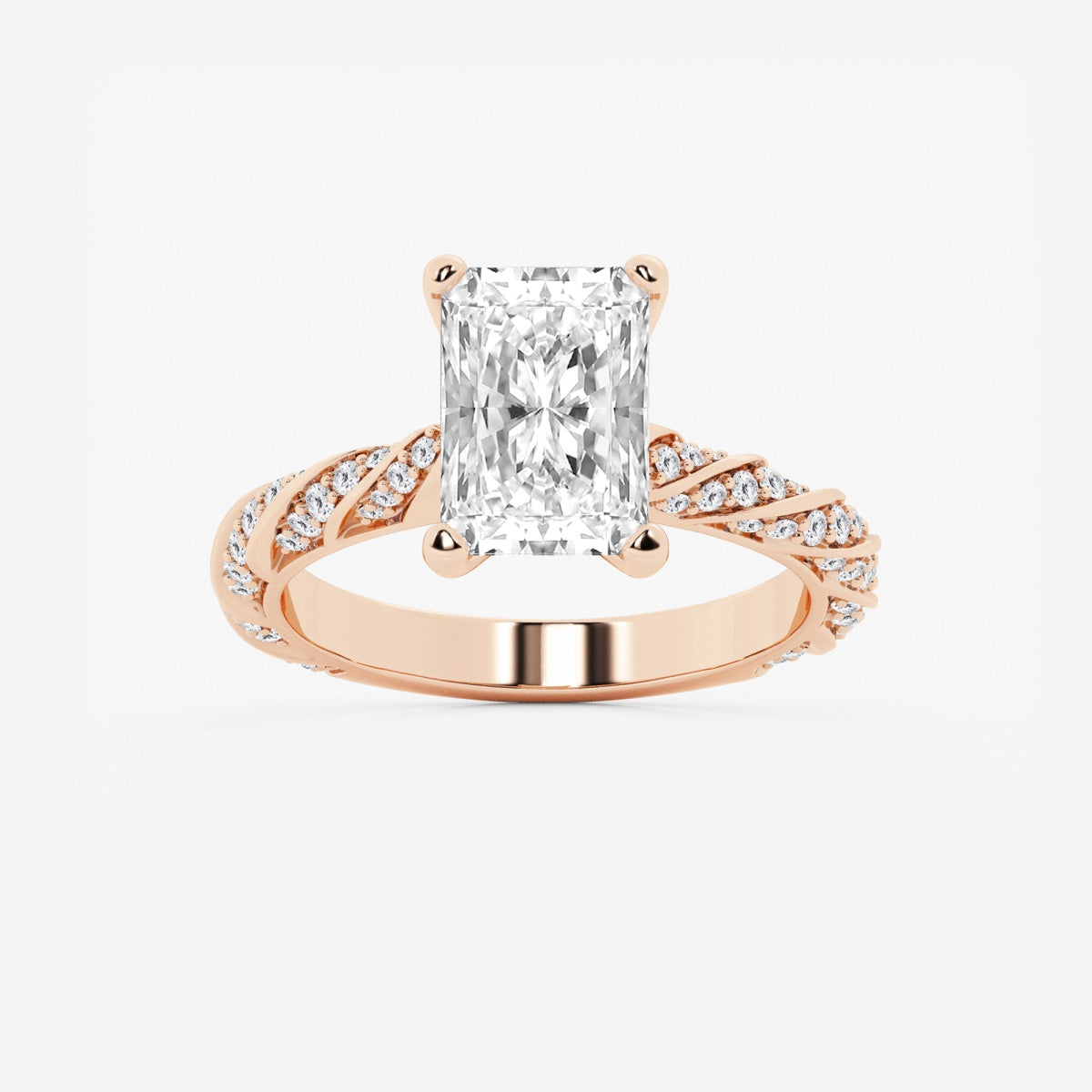 Lila - Ribbon Side Stones Engagement Ring