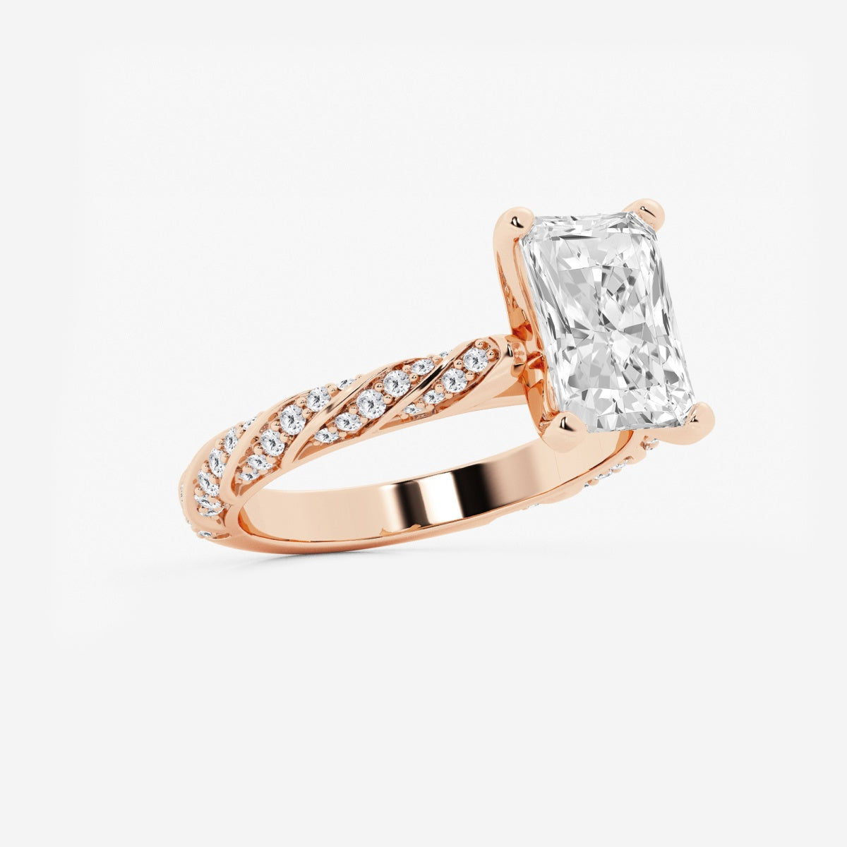 Lila - Ribbon Side Stones Engagement Ring