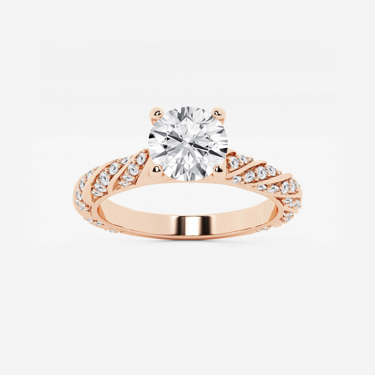 Lila - Ribbon Side Stones Engagement Ring