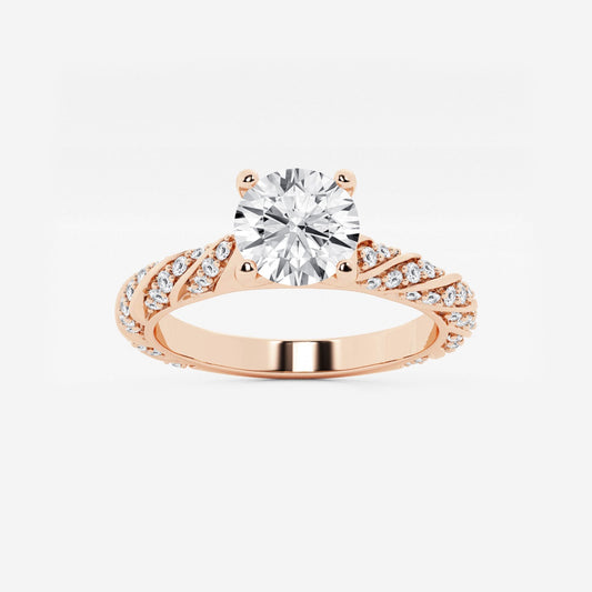 Lila - Ribbon Side Stones Engagement Ring