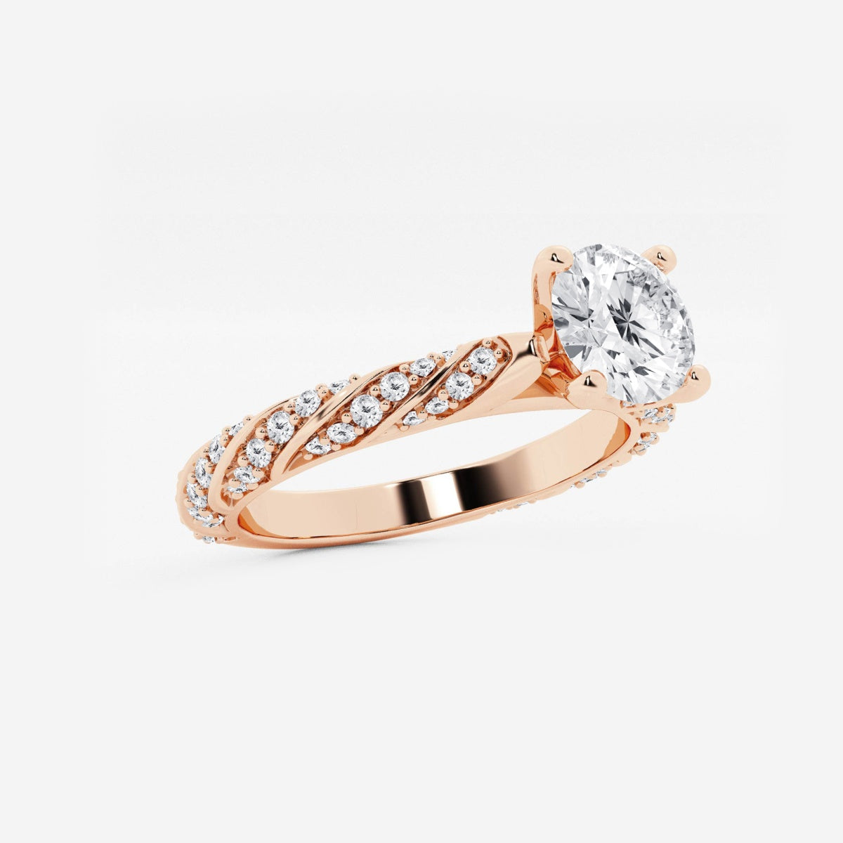 Lila - Ribbon Side Stones Engagement Ring