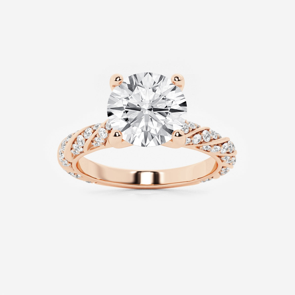 Lila - Ribbon Side Stones Engagement Ring