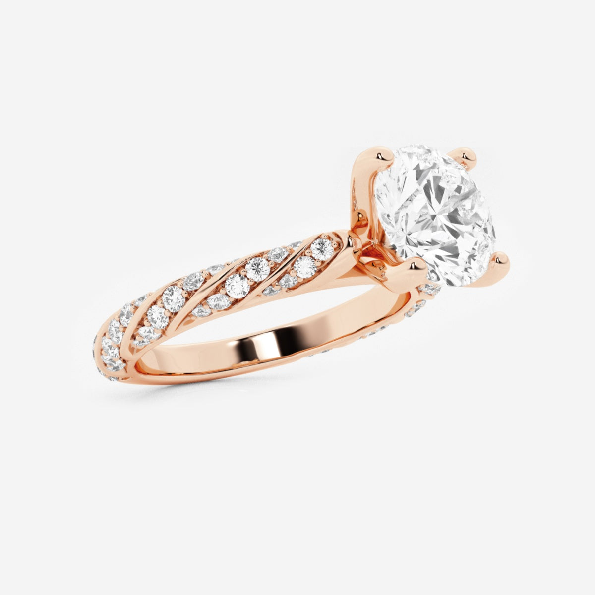 Lila - Ribbon Side Stones Engagement Ring