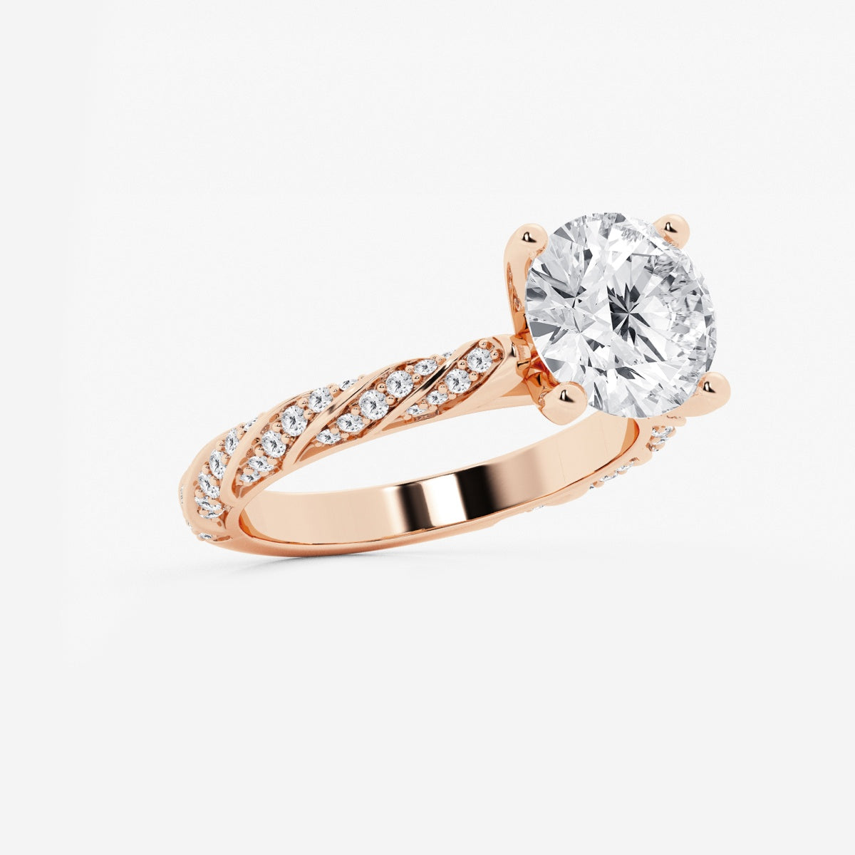 Lila - Ribbon Side Stones Engagement Ring