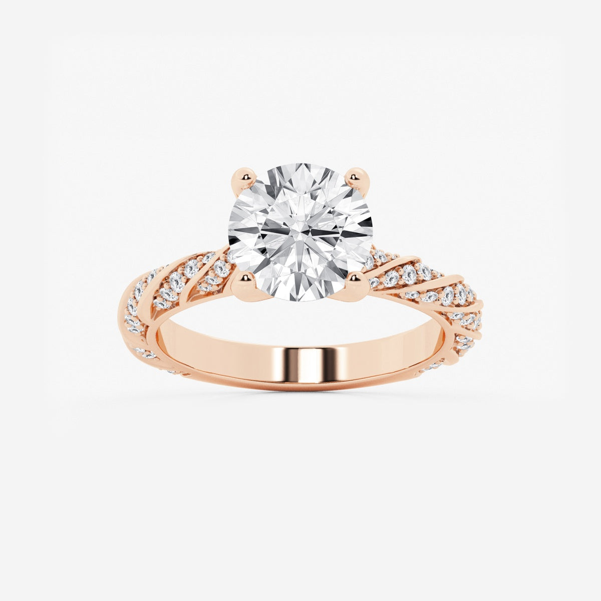 Lila - Ribbon Side Stones Engagement Ring