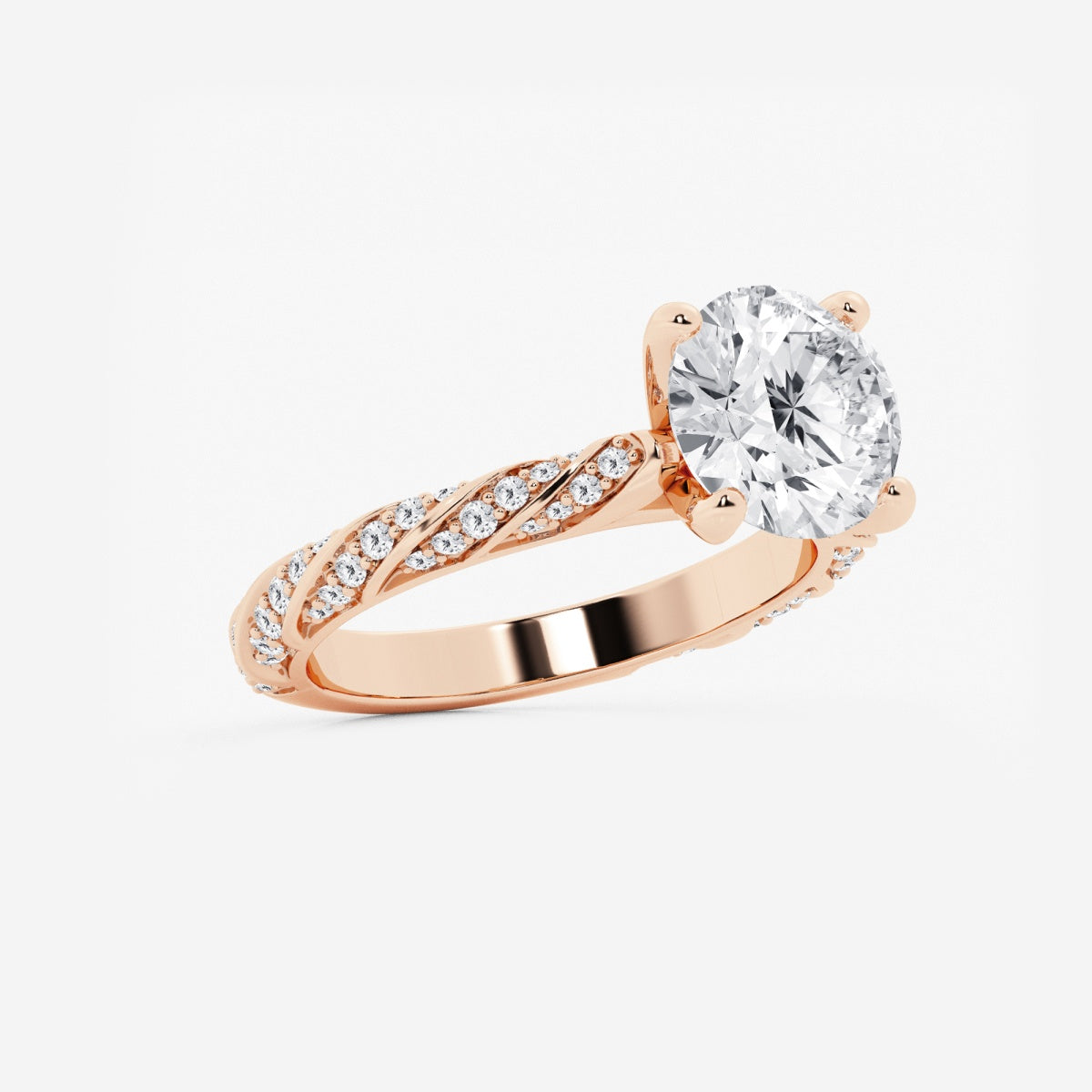 Lila - Ribbon Side Stones Engagement Ring