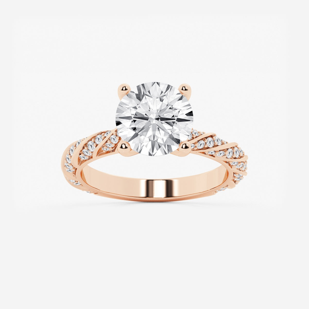 Lila - Ribbon Side Stones Engagement Ring