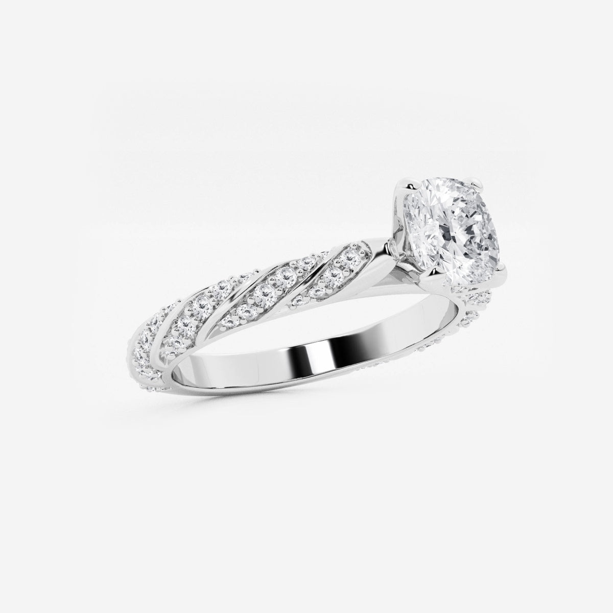 Lila - Ribbon Side Stones Engagement Ring