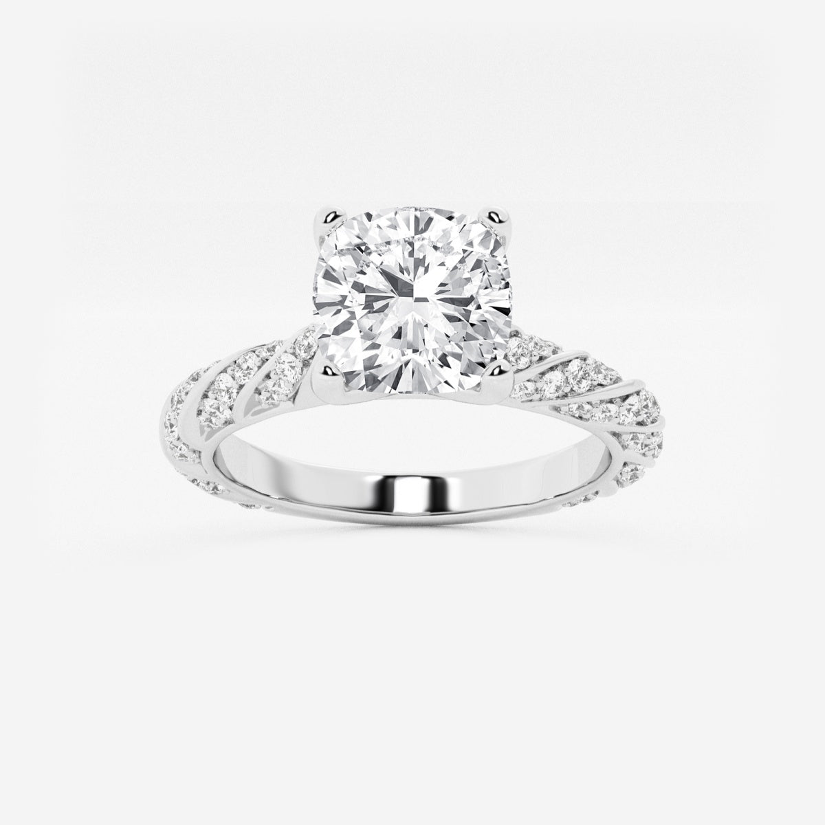 Lila - Ribbon Side Stones Engagement Ring