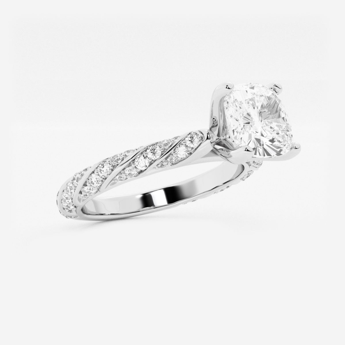 Lila - Ribbon Side Stones Engagement Ring