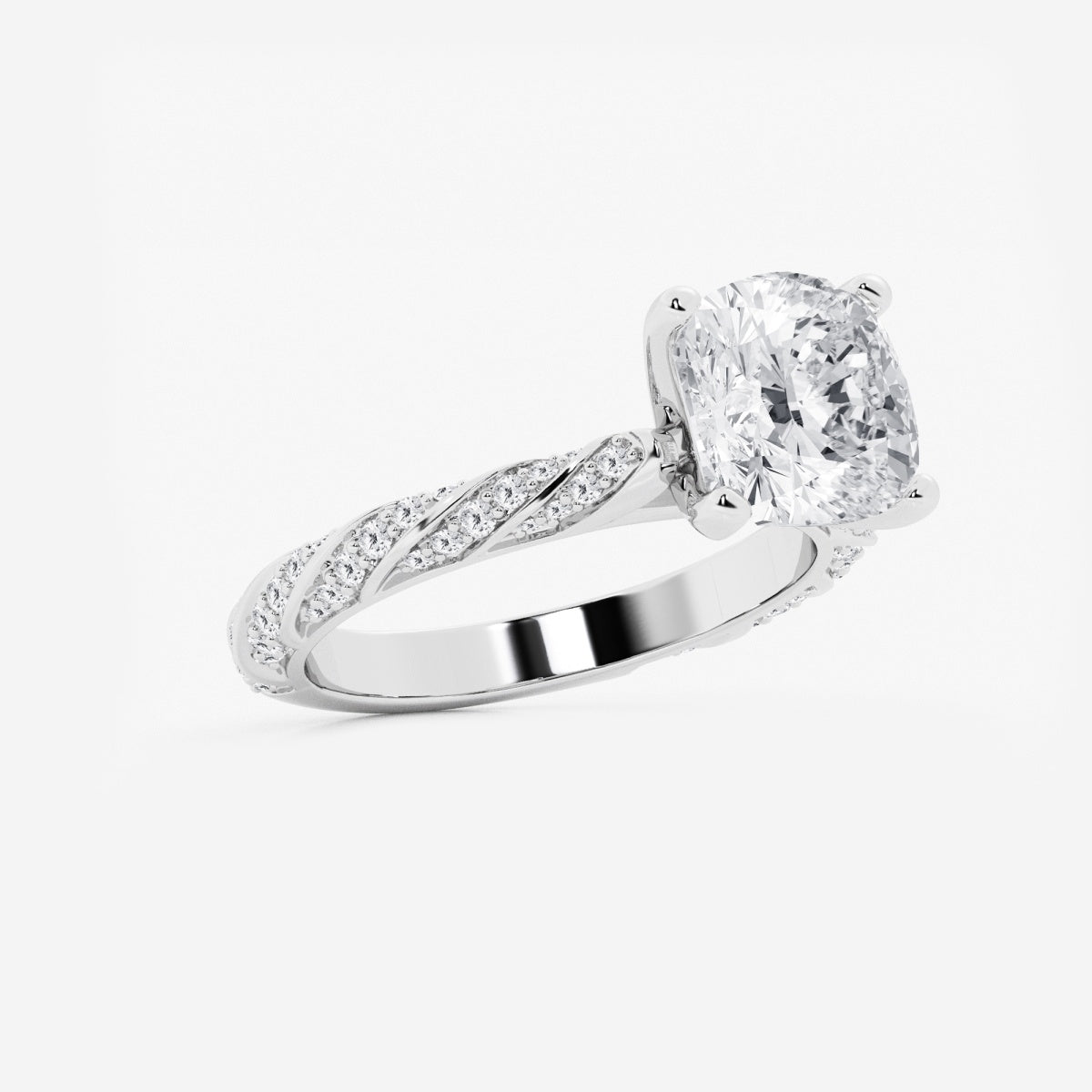 Lila - Ribbon Side Stones Engagement Ring