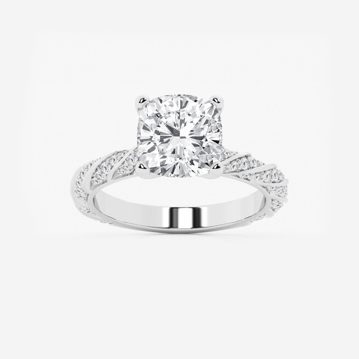 Lila - Ribbon Side Stones Engagement Ring