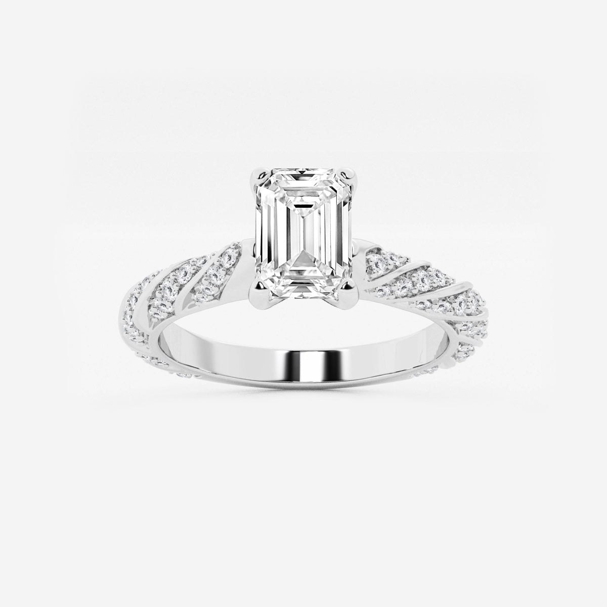 Lila - Ribbon Side Stones Engagement Ring