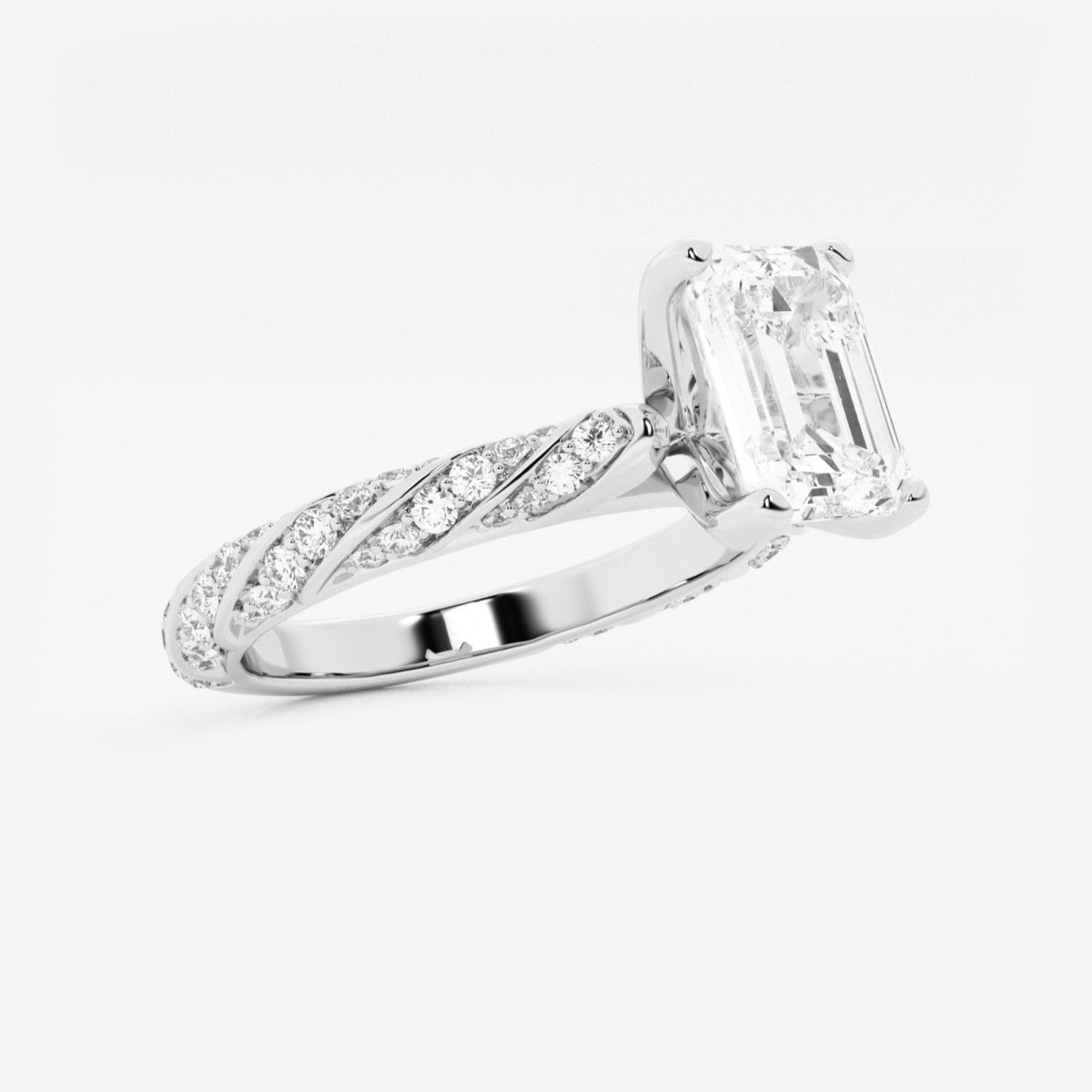 Lila - Ribbon Side Stones Engagement Ring