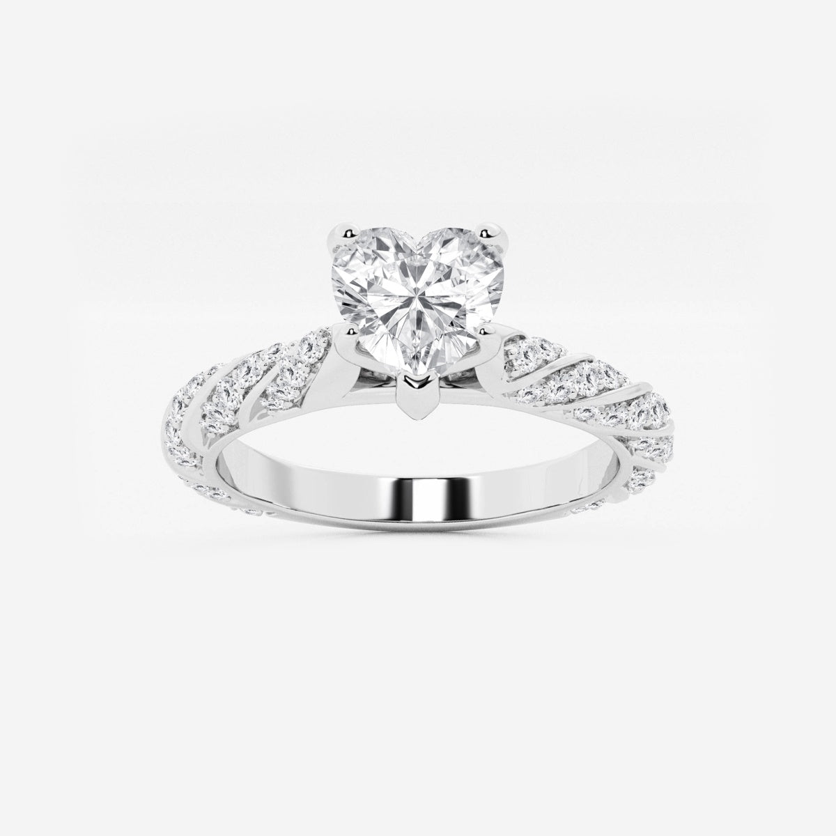 Lila - Ribbon Side Stones Engagement Ring