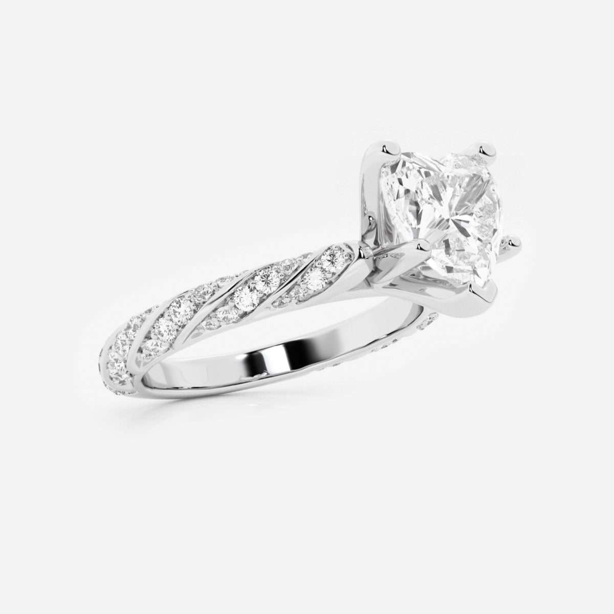 Lila - Ribbon Side Stones Engagement Ring