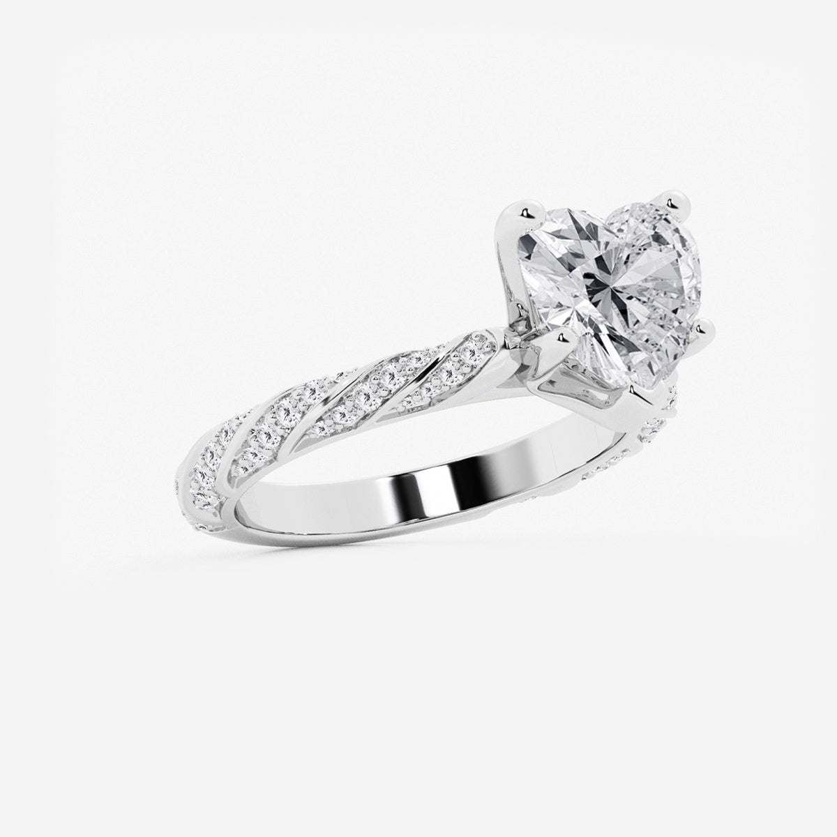 Lila - Ribbon Side Stones Engagement Ring