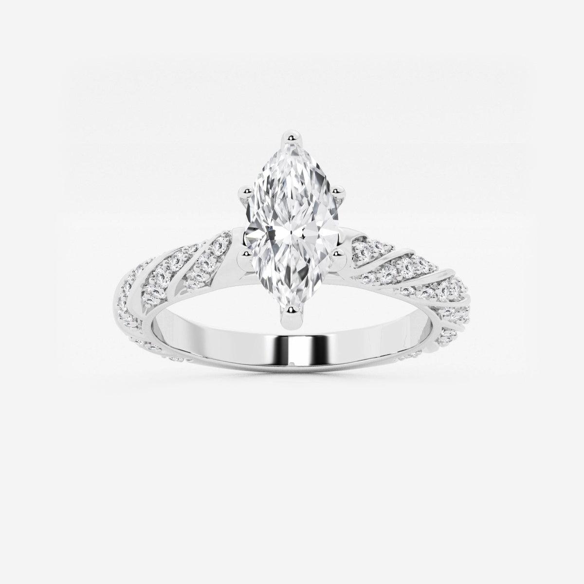 Lila - Ribbon Side Stones Engagement Ring