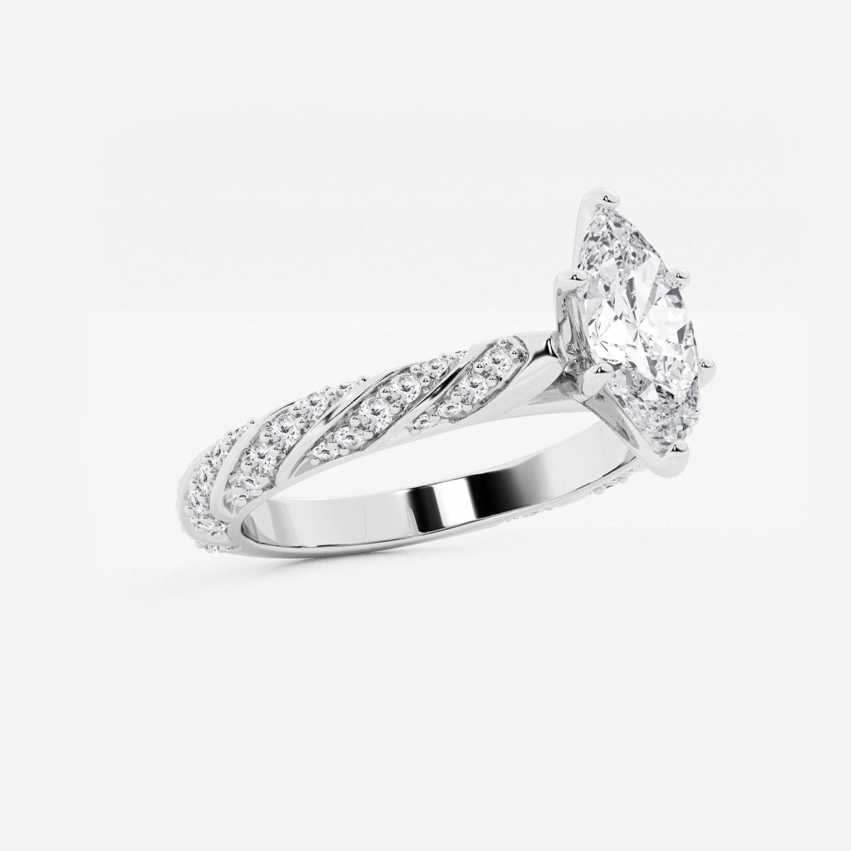 Lila - Ribbon Side Stones Engagement Ring