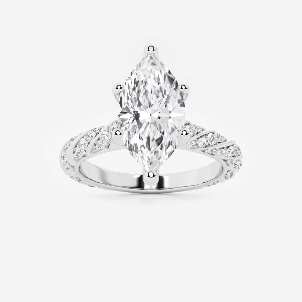 Lila - Ribbon Side Stones Engagement Ring