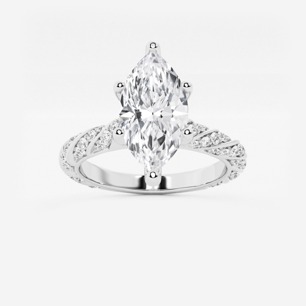 Lila - Ribbon Side Stones Engagement Ring