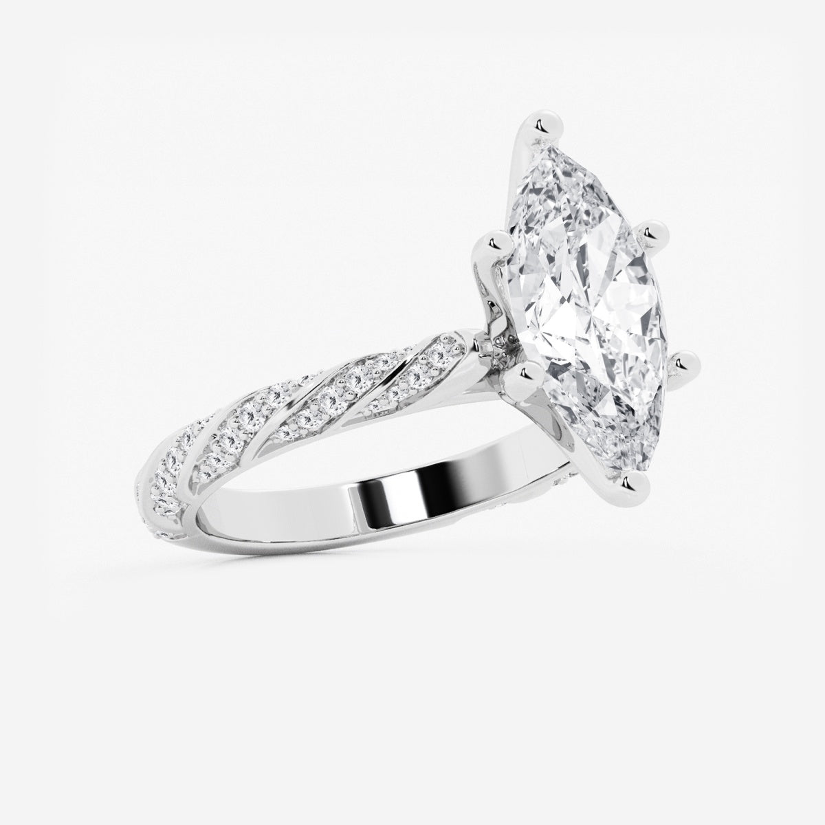 Lila - Ribbon Side Stones Engagement Ring