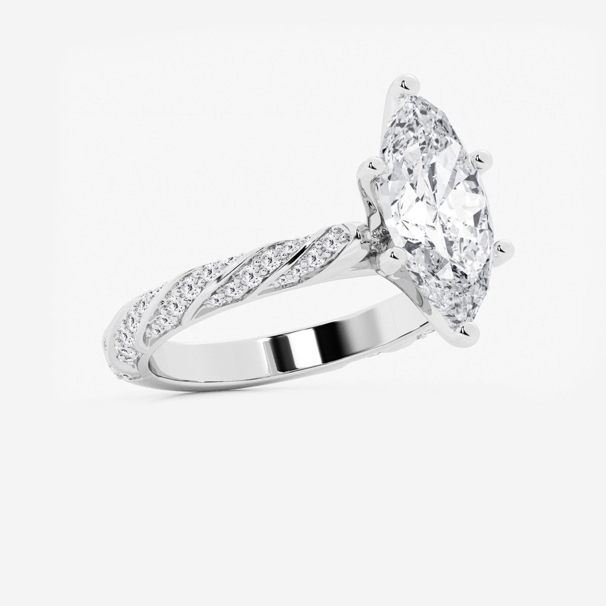 Lila - Ribbon Side Stones Engagement Ring