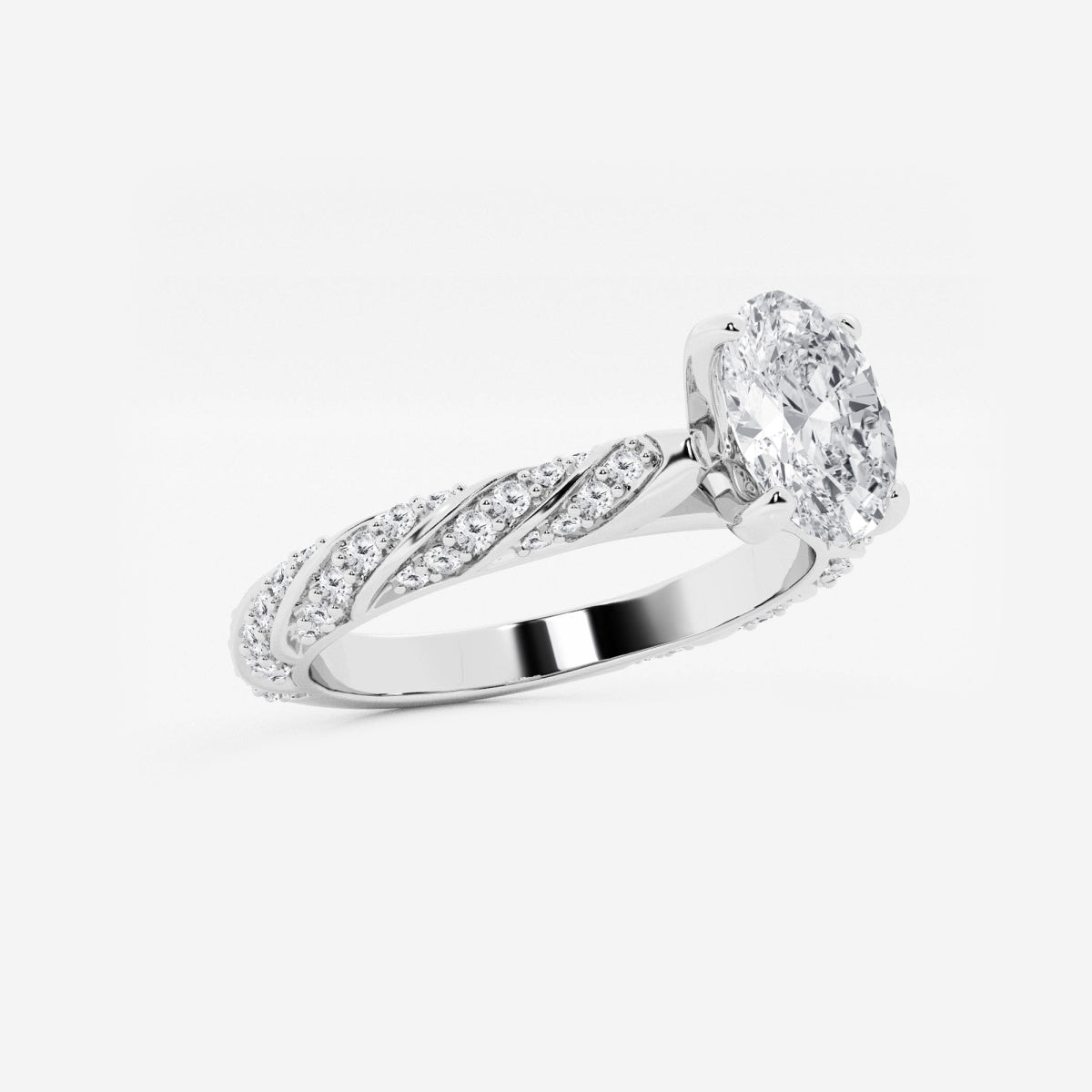 Lila - Ribbon Side Stones Engagement Ring