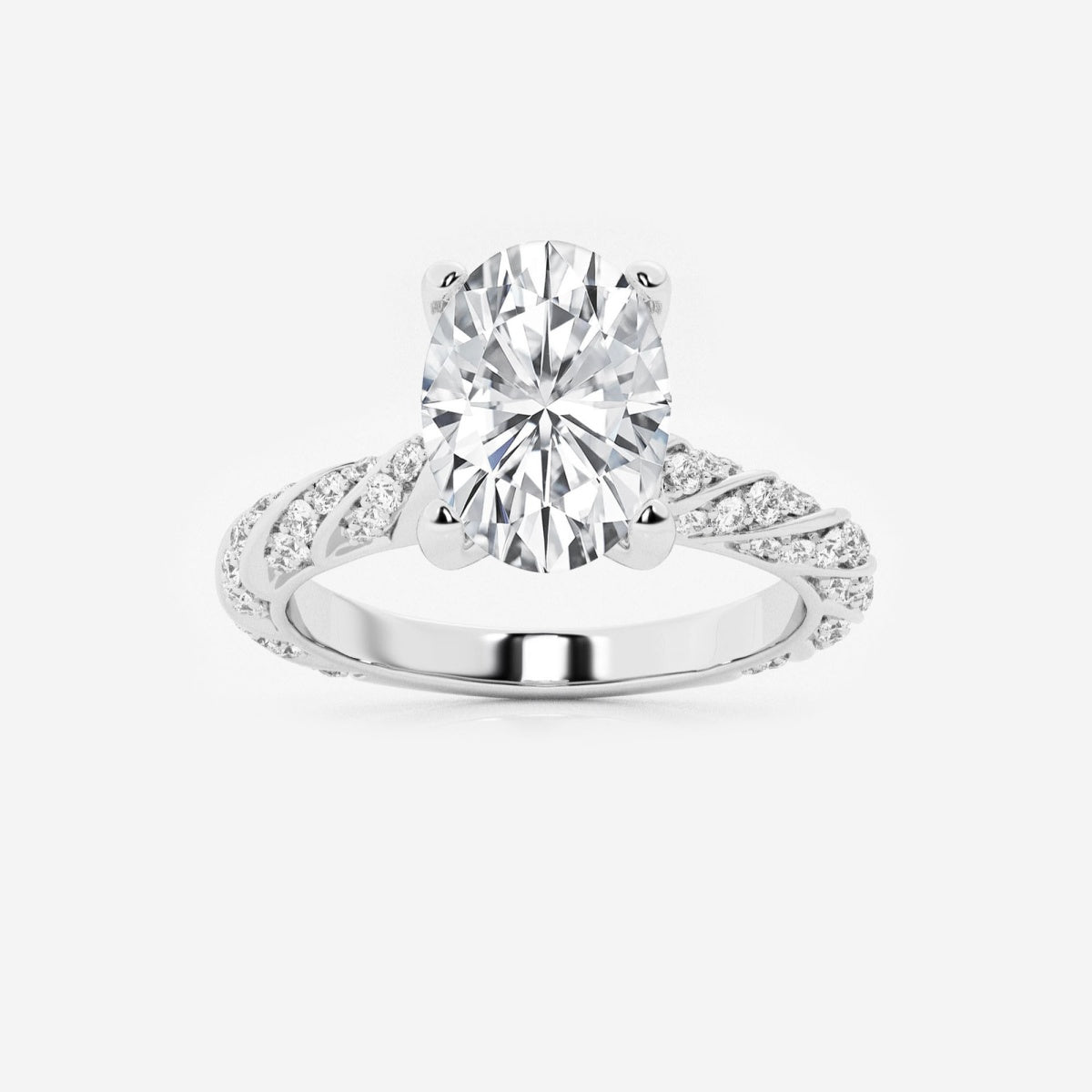 Lila - Ribbon Side Stones Engagement Ring