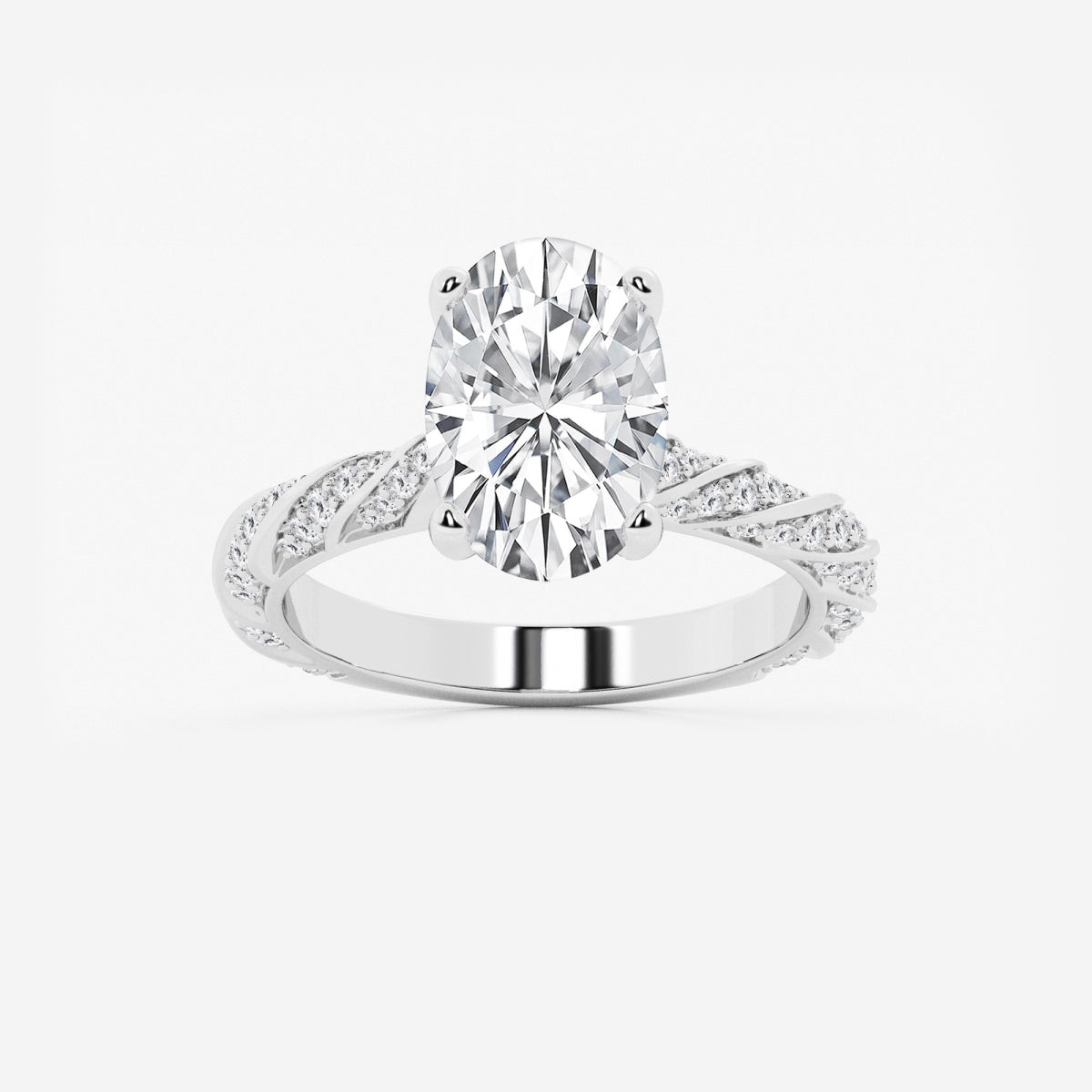 Lila - Ribbon Side Stones Engagement Ring