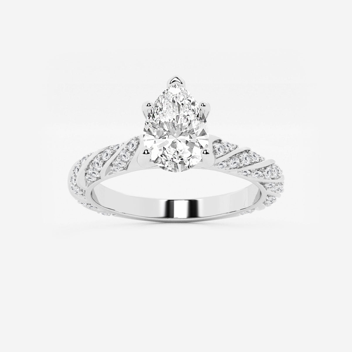 Lila - Ribbon Side Stones Engagement Ring