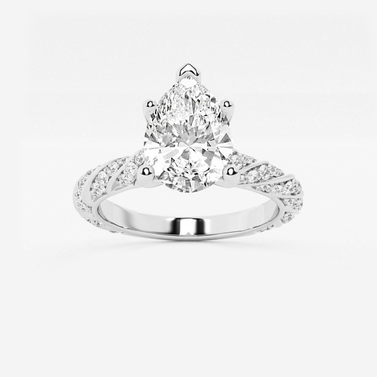 Lila - Ribbon Side Stones Engagement Ring