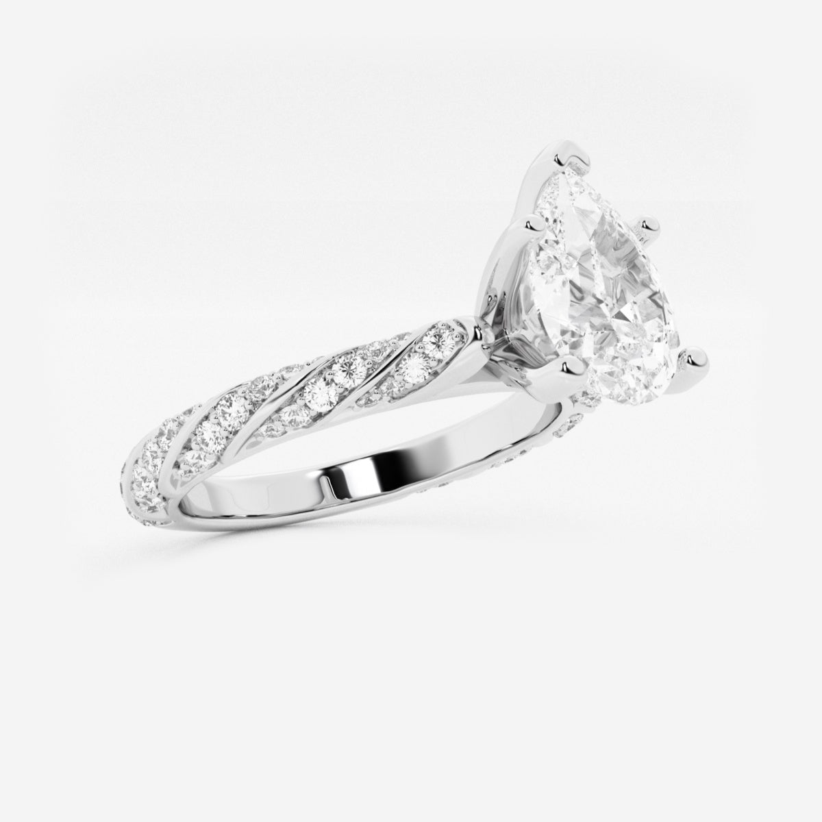 Lila - Ribbon Side Stones Engagement Ring