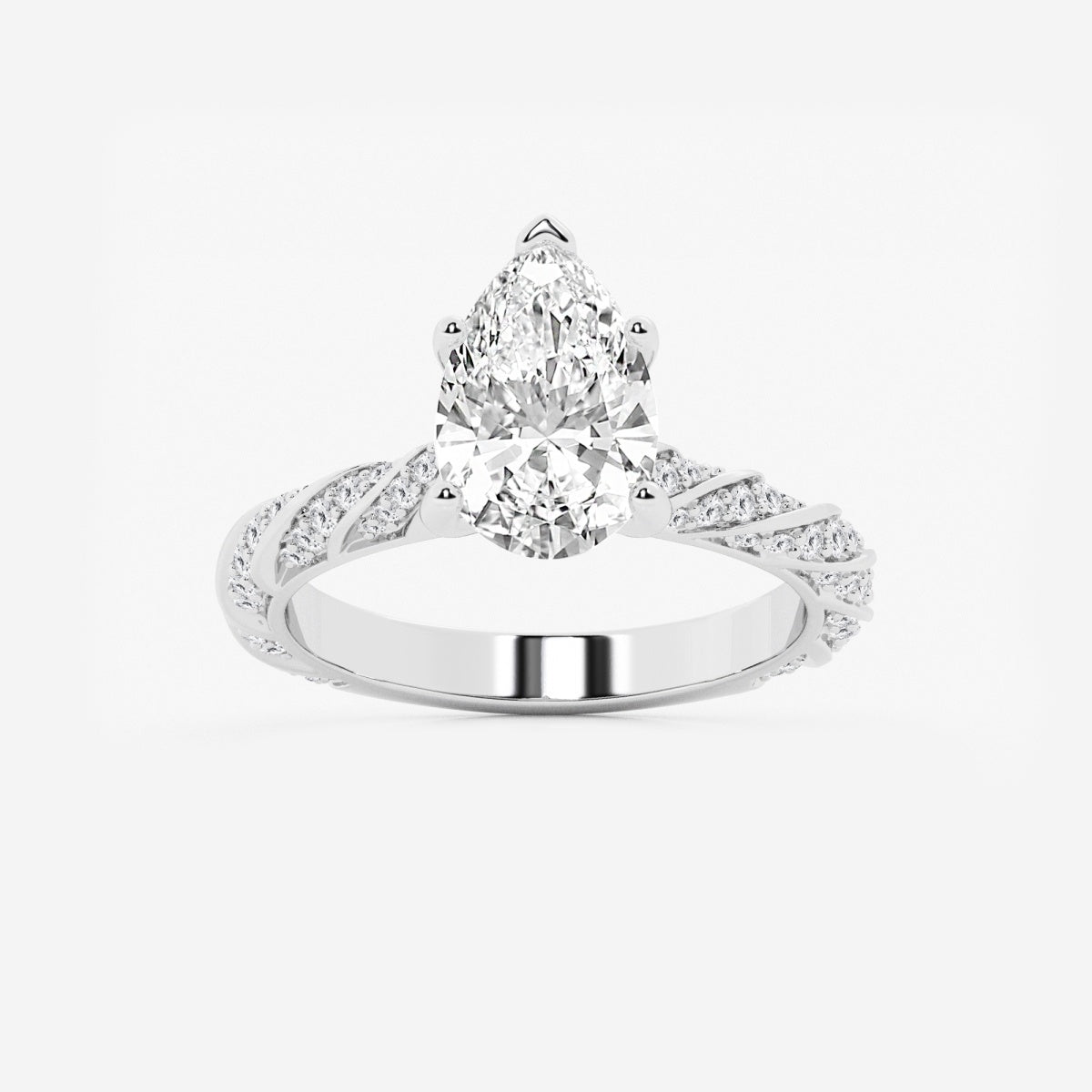 Lila - Ribbon Side Stones Engagement Ring