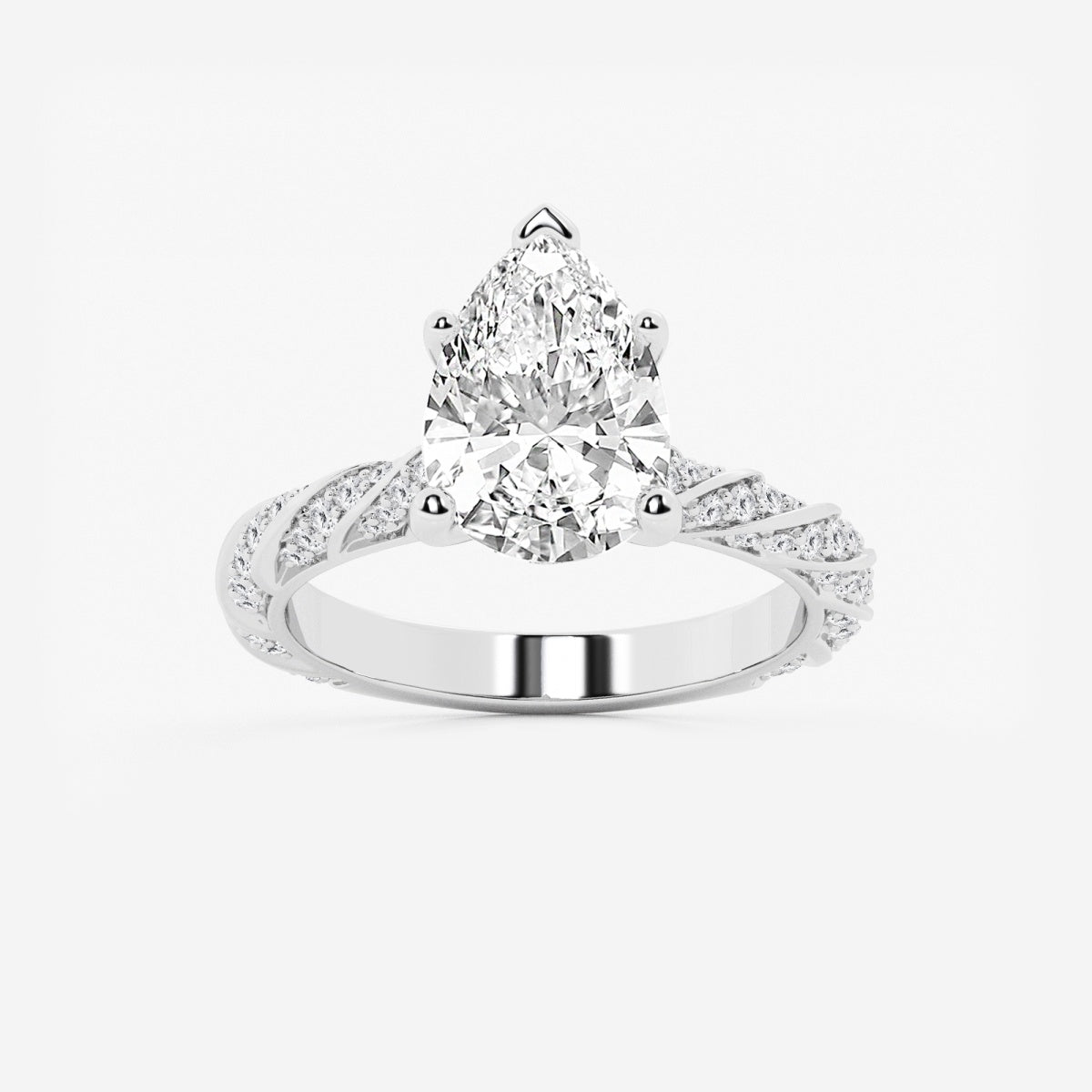 Lila - Ribbon Side Stones Engagement Ring