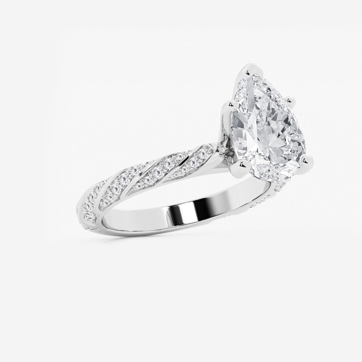 Lila - Ribbon Side Stones Engagement Ring