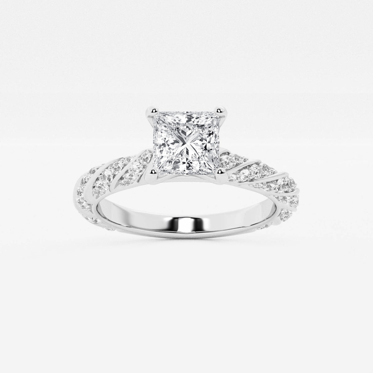 Lila - Ribbon Side Stones Engagement Ring