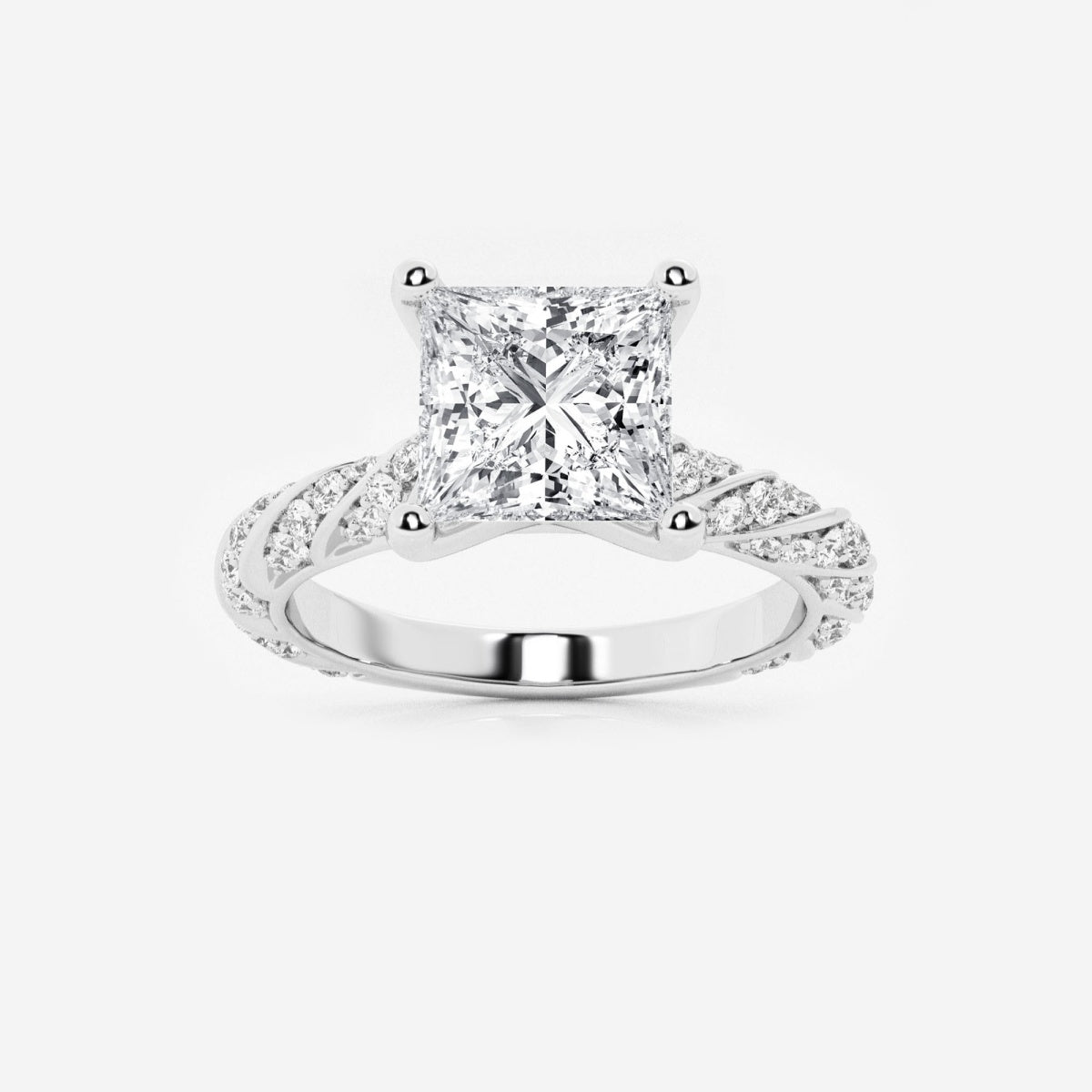 Lila - Ribbon Side Stones Engagement Ring