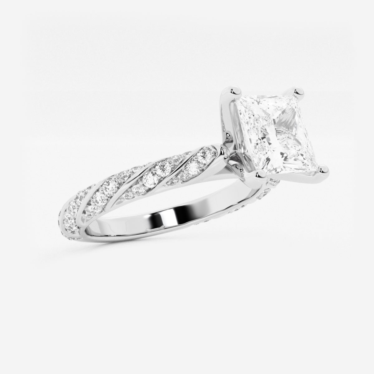 Lila - Ribbon Side Stones Engagement Ring