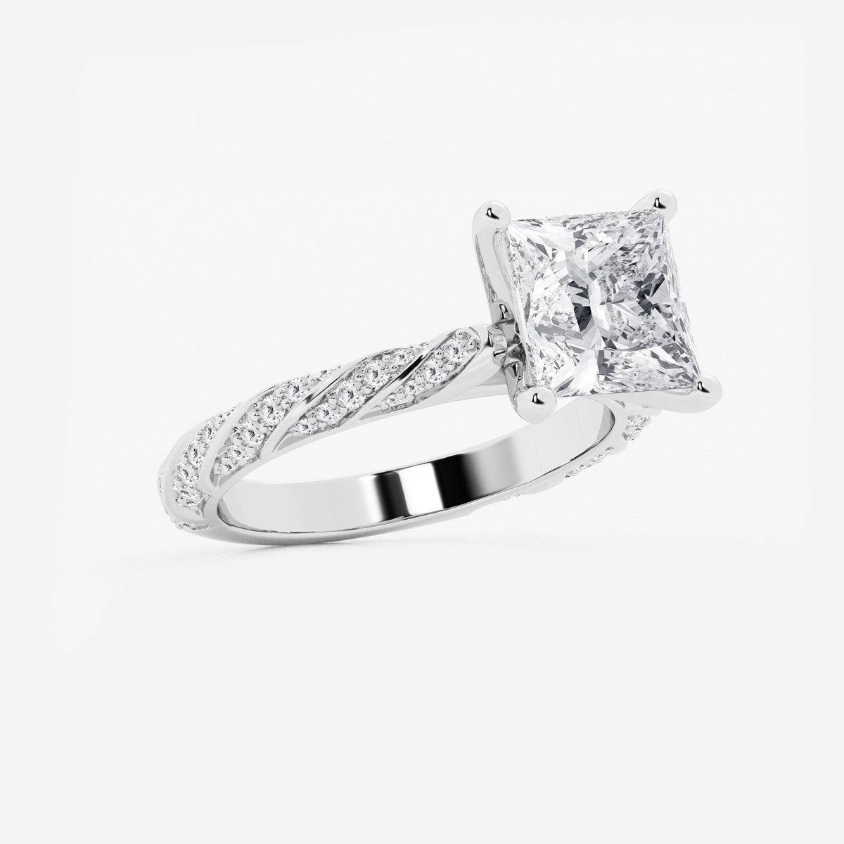 Lila - Ribbon Side Stones Engagement Ring