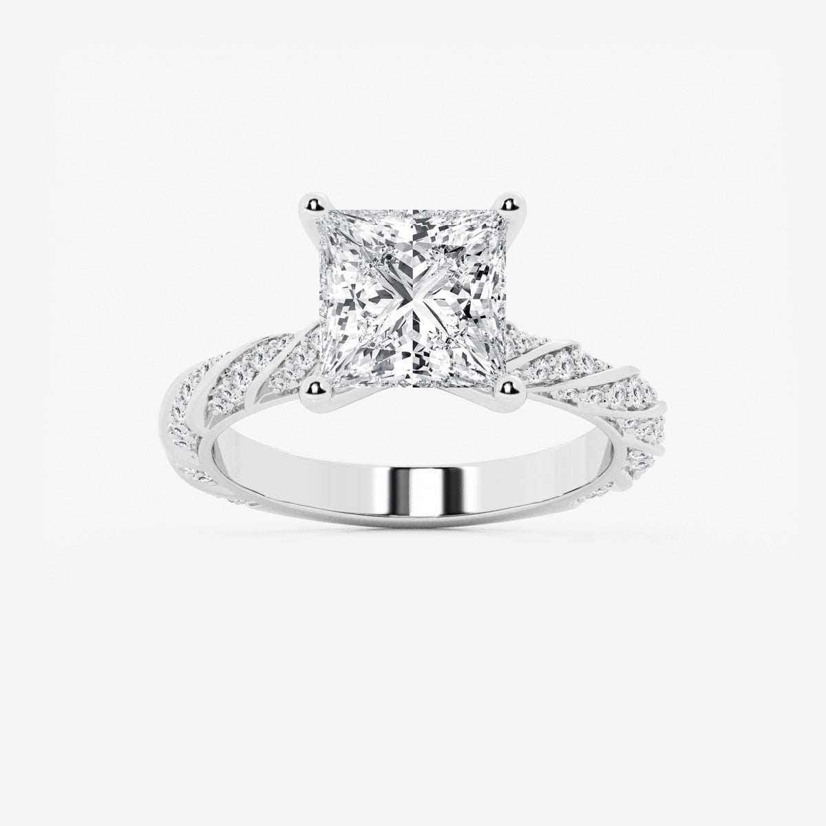 Lila - Ribbon Side Stones Engagement Ring