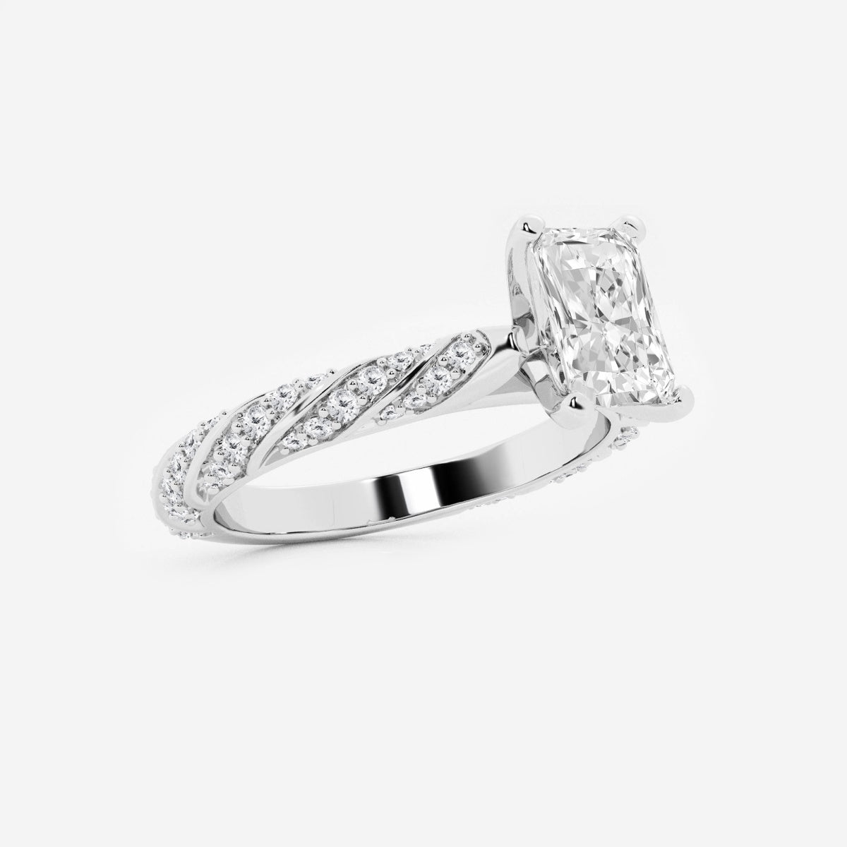 Lila - Ribbon Side Stones Engagement Ring