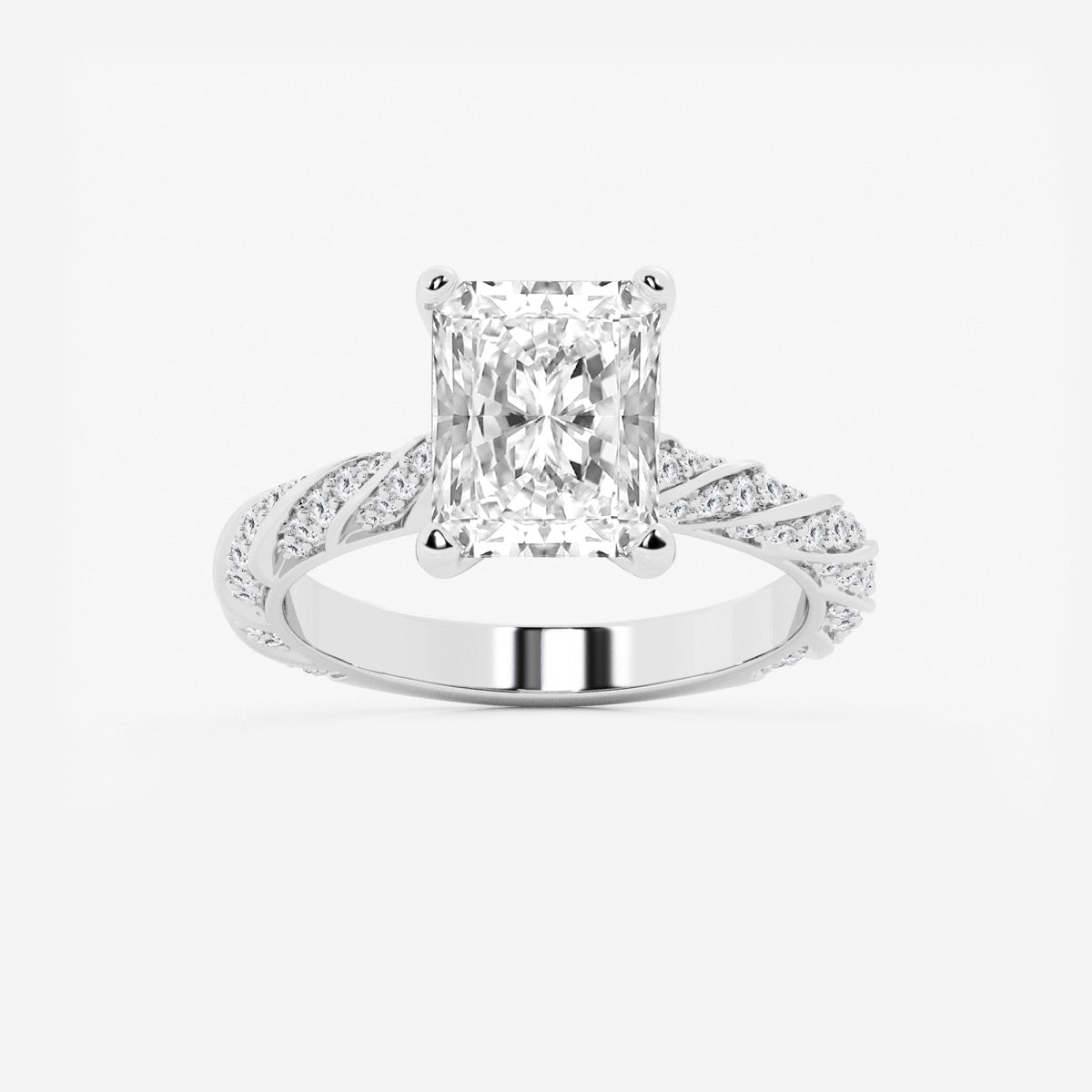 Lila - Ribbon Side Stones Engagement Ring