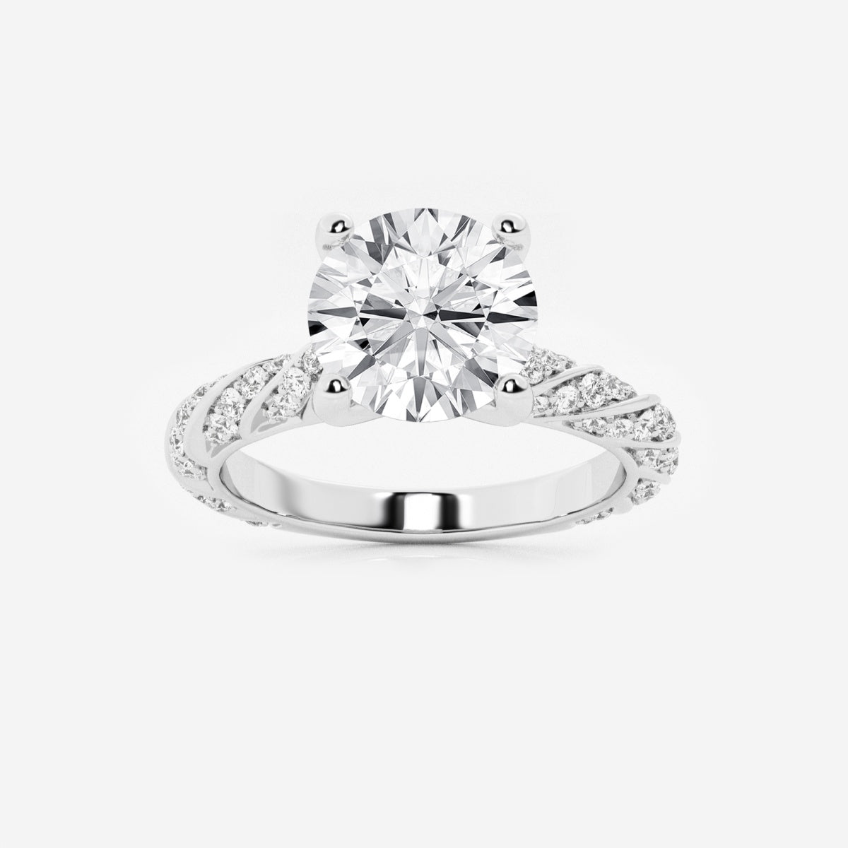 Lila - Ribbon Side Stones Engagement Ring