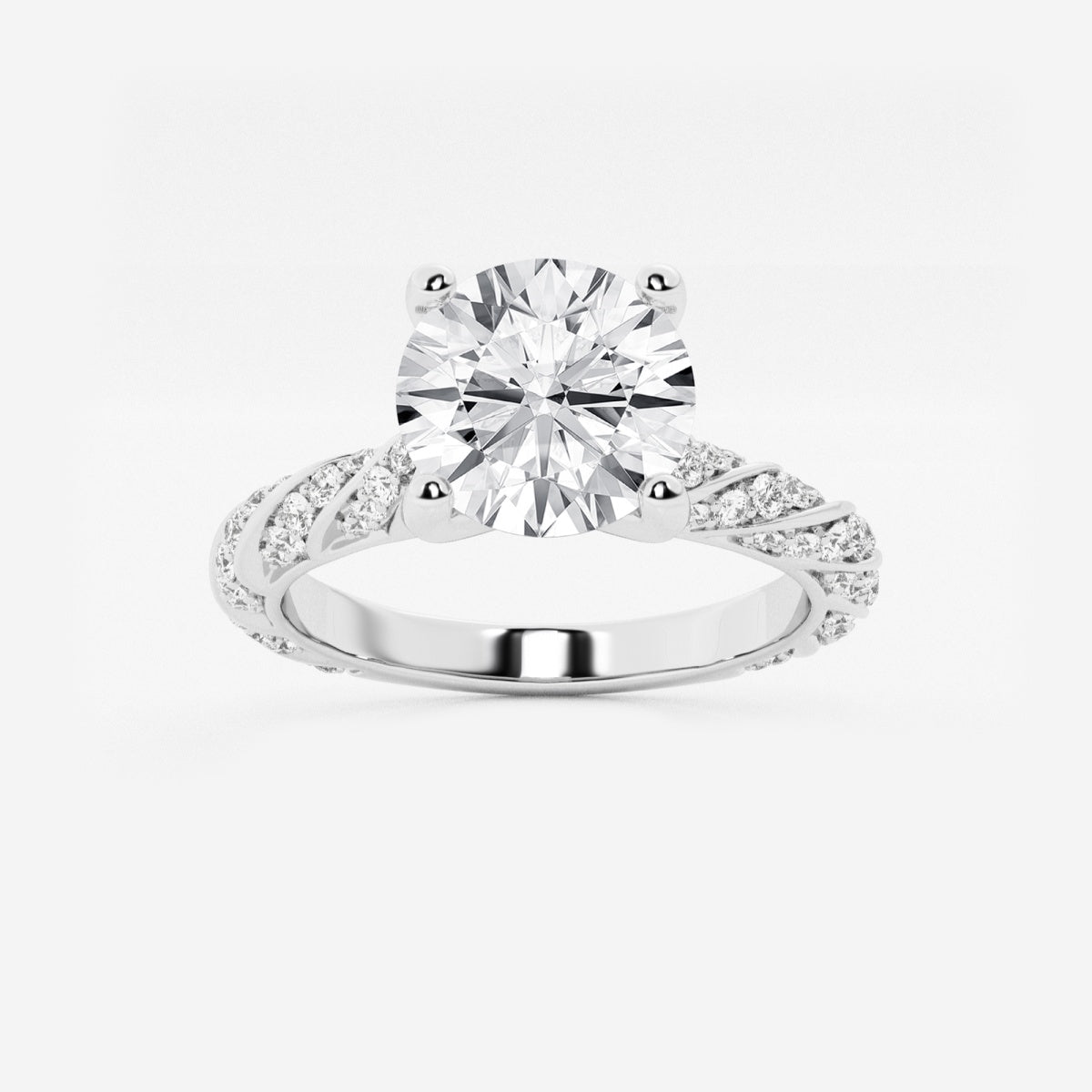 Lila - Ribbon Side Stones Engagement Ring