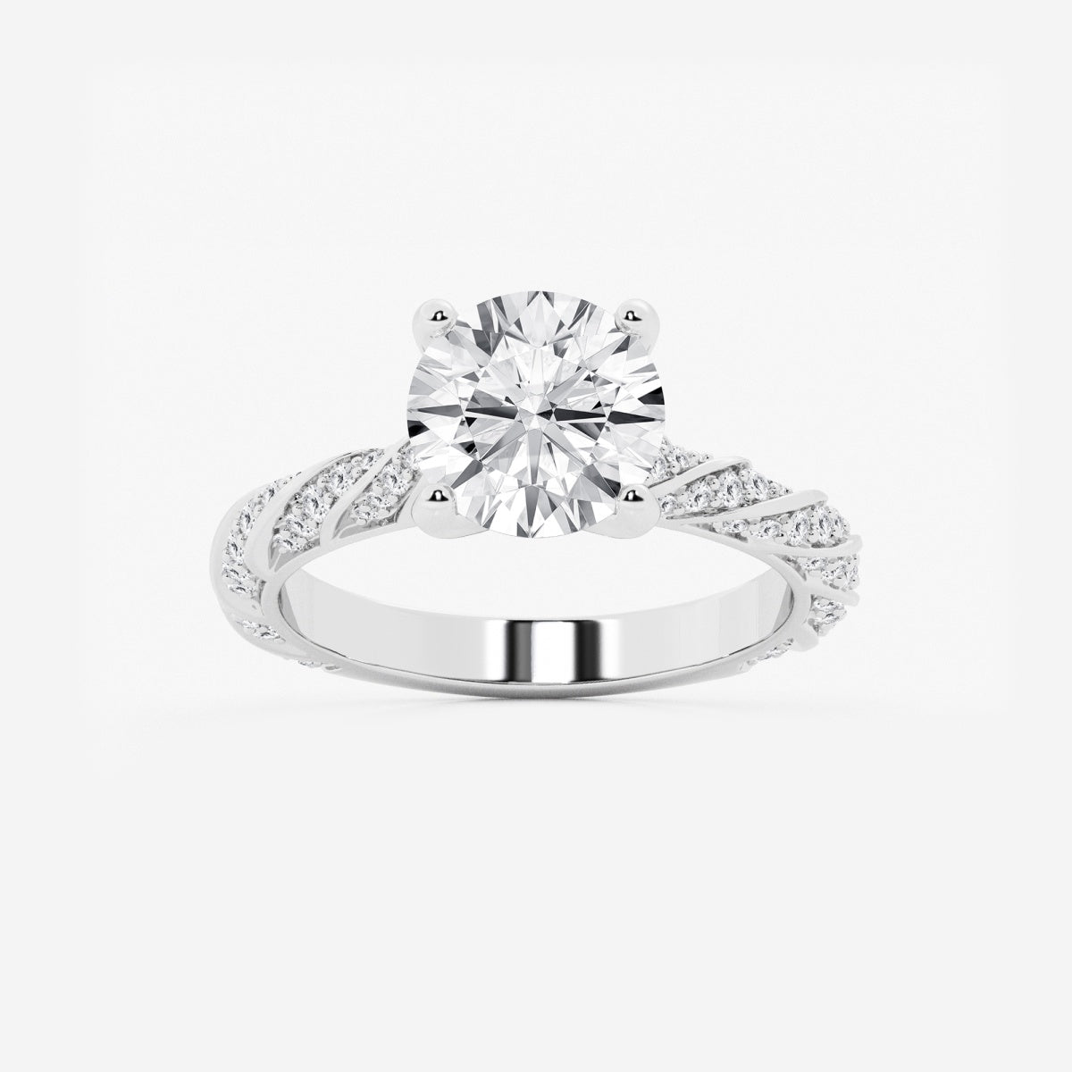 Lila - Ribbon Side Stones Engagement Ring