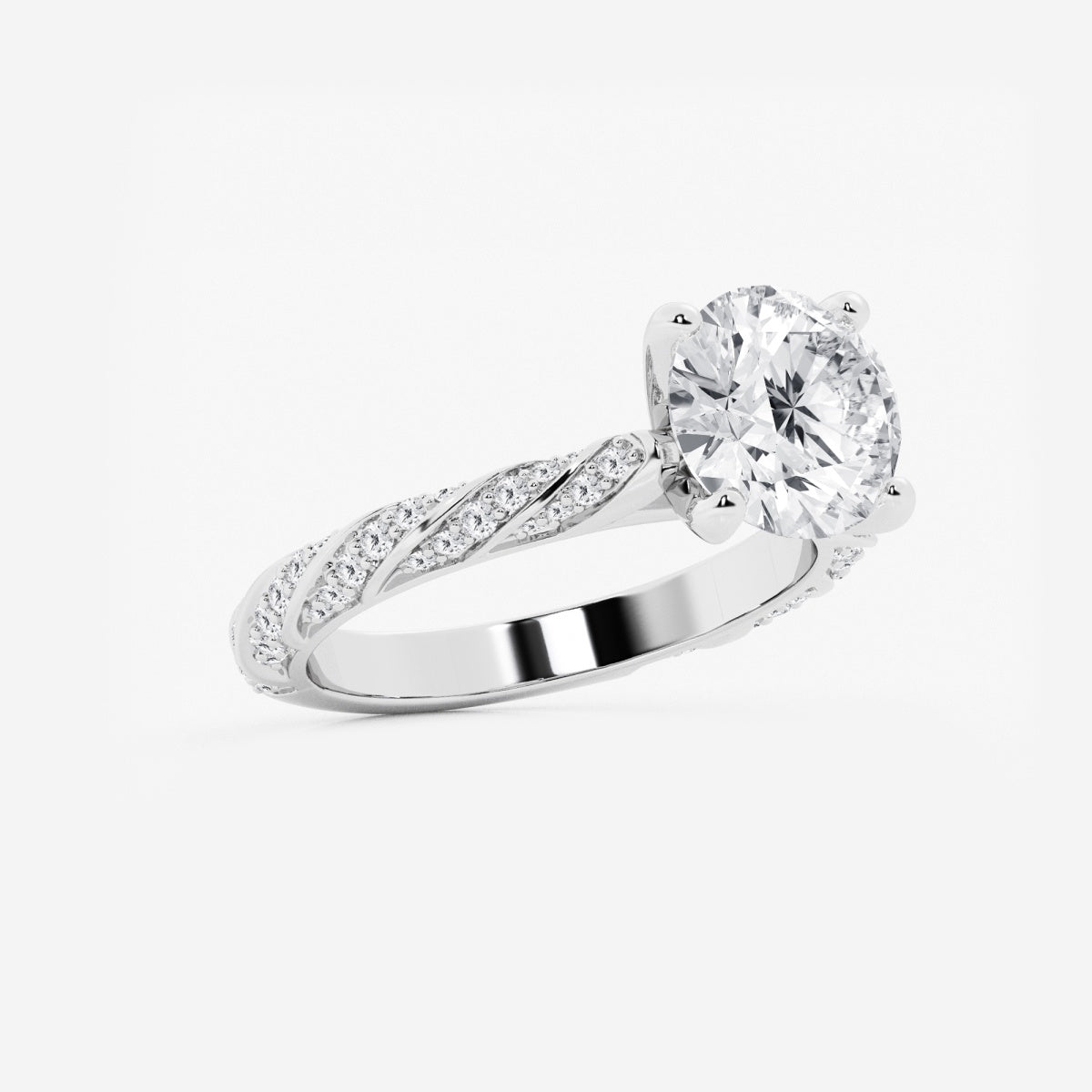 Lila - Ribbon Side Stones Engagement Ring