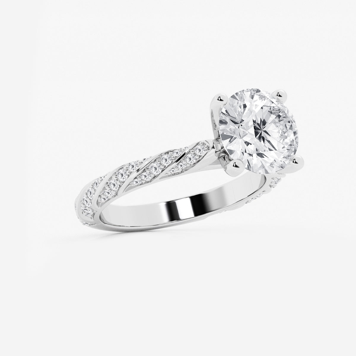 Lila - Ribbon Side Stones Engagement Ring