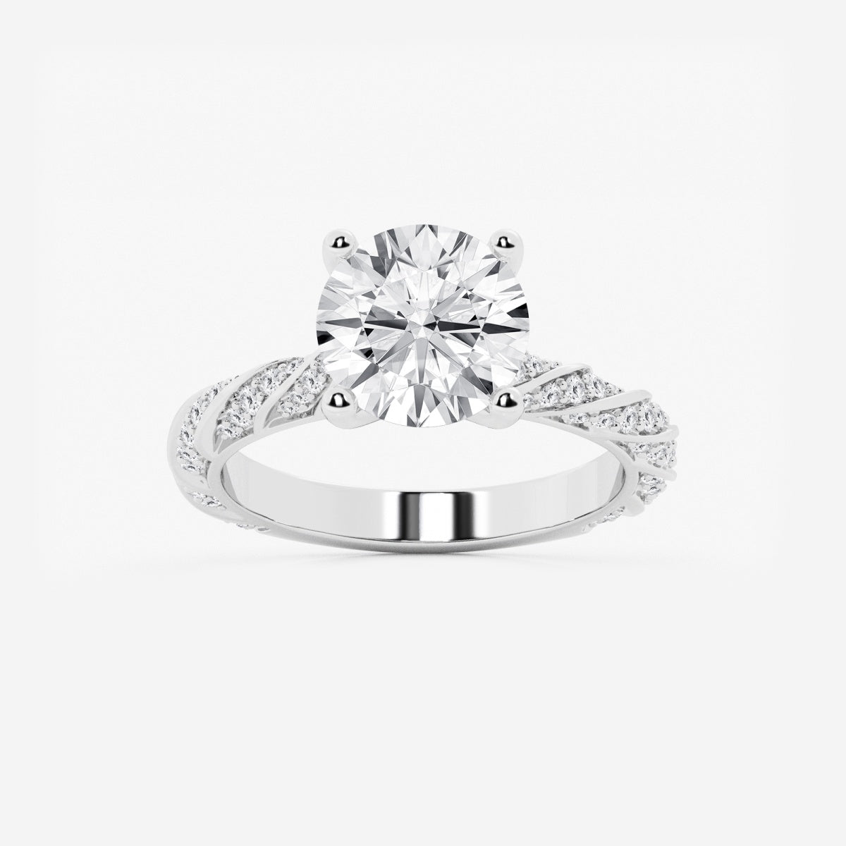 Lila - Ribbon Side Stones Engagement Ring