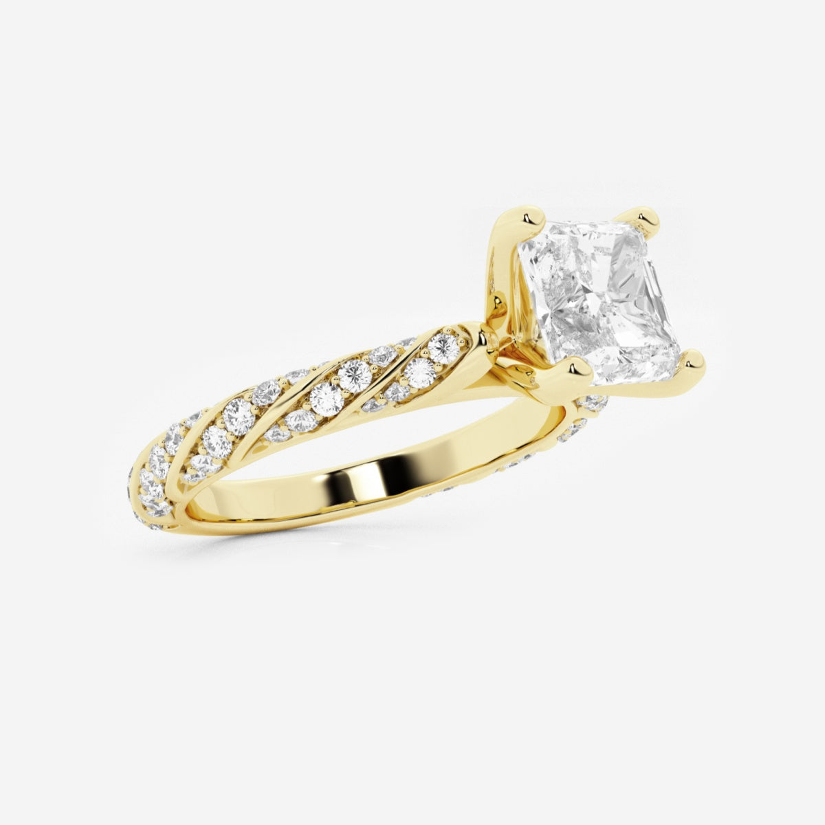 Lila - Ribbon Side Stones Engagement Ring